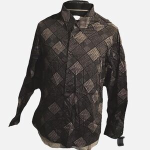 Black and white checkered long sleeve button-up shirt #retro‎ by ETZO